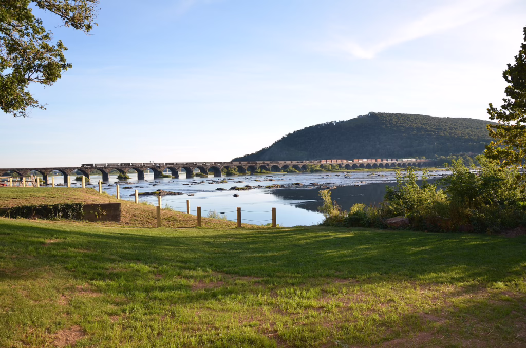 The stone arches of the Rockville Bridge crossing the Susquehanna